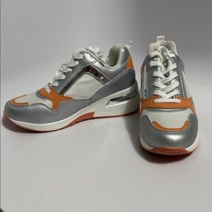 Silver and Orange Sneakers